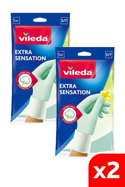 Vileda Extra Sensation No. 6.5-7 Small Cleaning Gloves - Pack of 2
