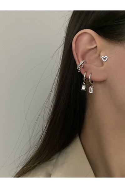 Okkostore Set of 2 Baguette Stone Earrings