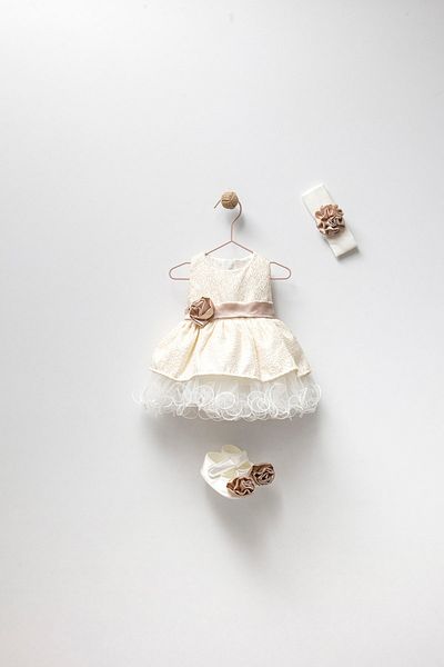 Magu Girl's Lined Dress Bandana Booties Set