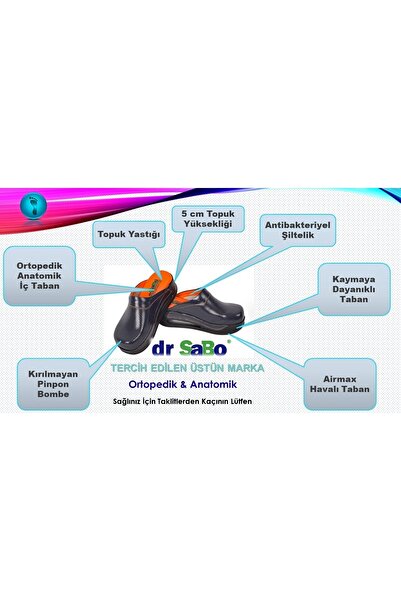 DR SABO Sabo Terlik Ortopedik Deri Lacivert , Hemşire Doktor Hastane Ev Terliği