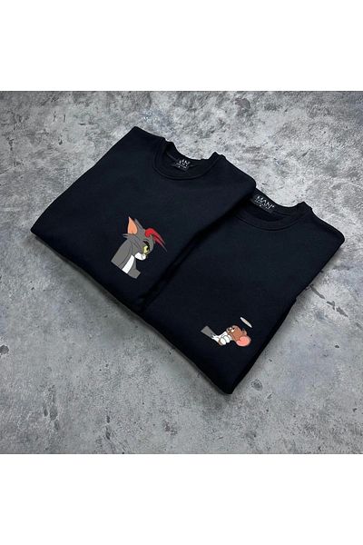 Merkür Store Tom And Jerry Printed Crew Neck Lover's Combination (2Pieces)