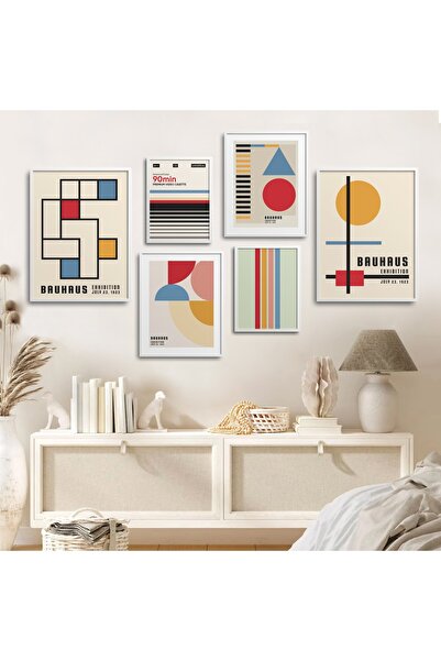 HOMEPACK Set de 6 tablouri cu rame laminate albe Altı-011