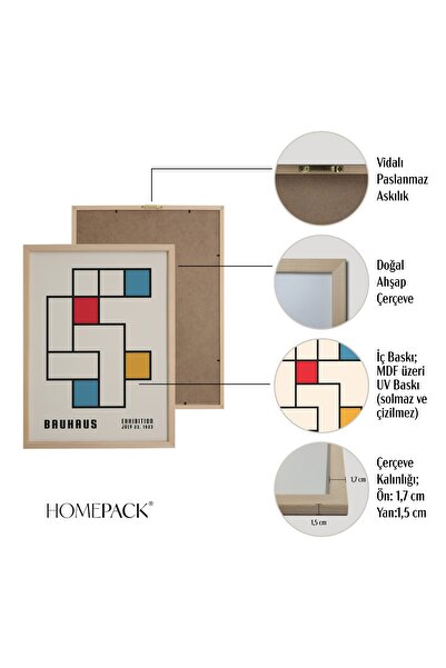 HOMEPACK Doğal Ahşap Çerçeveli 6'lı Tablo Seti Altı-011