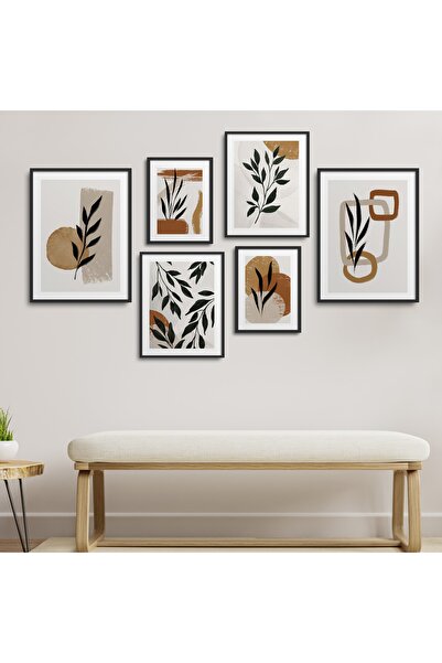 HOMEPACK Crni laminirani uokviren set od 6 slika Altı-010