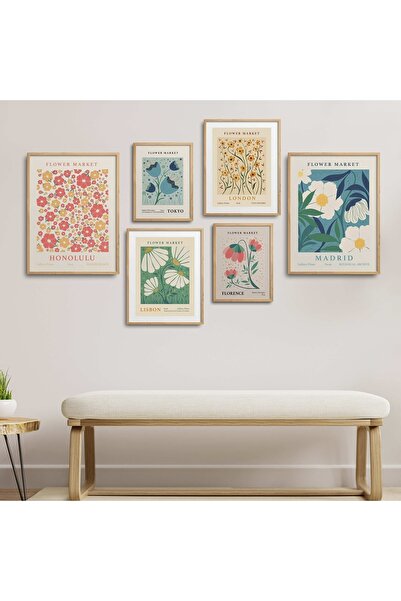 HOMEPACK Doğal Ahşap Çerçeveli 6'lı Tablo Seti Altı-014