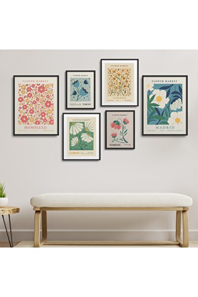 HOMEPACK Siyah Lamine Çerçeveli 6'lı Tablo Seti Altı-014