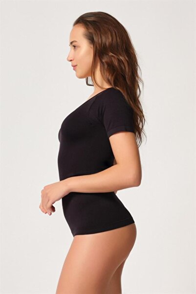 by İGP Жіночий чорний м'який напіврукавний спортивний костюм