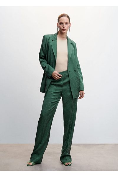 MANGO Woman Pantaloni din material Jacquard