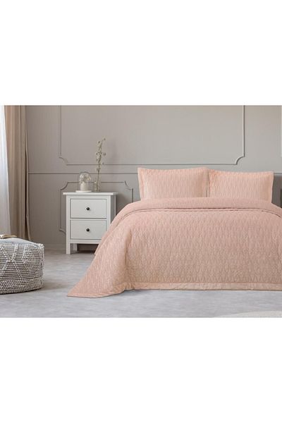 Özdilek Art Deco Double Velvet Bedspread Powder