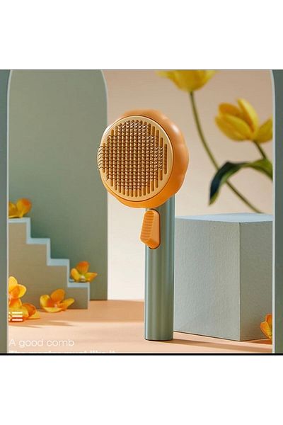 TeknoClass New Generation Pets Comb with Keys Automatic Cleaning Cat Dog Brush Hair Collector Comb