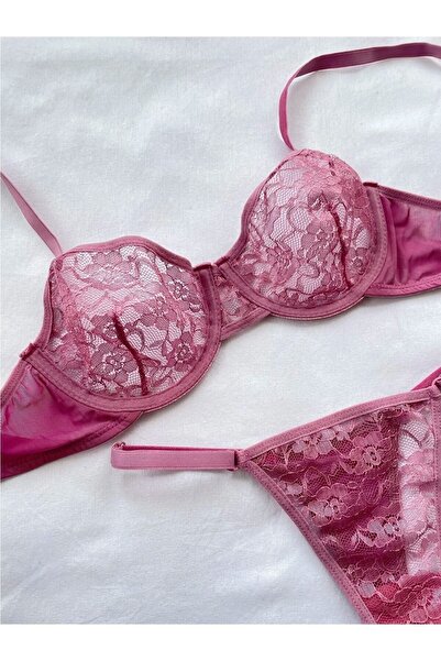 tuanagiyim Set Sutien Chiloți Damă Set Lenjerie Detaliată Dantela Set Broderie Lenjerie șir