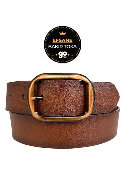 GoDeri 100% Genuine Leather, Legendary Copper Color Buckle, Brown Women's Jeans Belt 4 Cm=23-copper