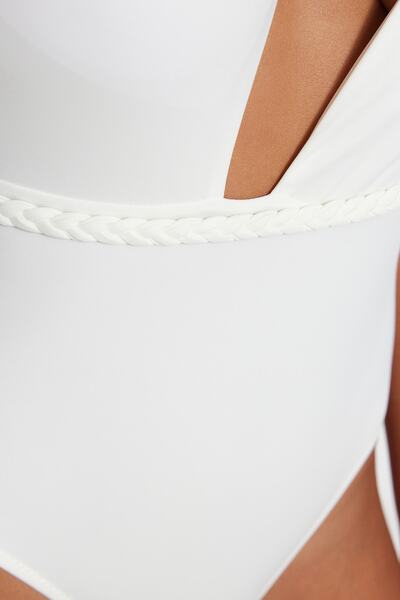 Trendyol Collection Ecru Single Shoulder Accessory Regular Leg Swimsuit TBESS23MA00236