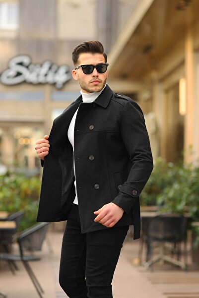 Ser Joven Чоловічий чорний піджак з поясом, slim fit