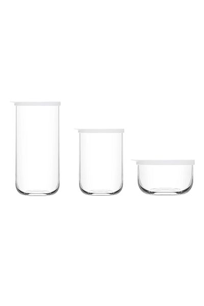 Emr züccaciye Storage Container Set of 6 - Glass Jar Food Storage Container Set 3 Sizes White