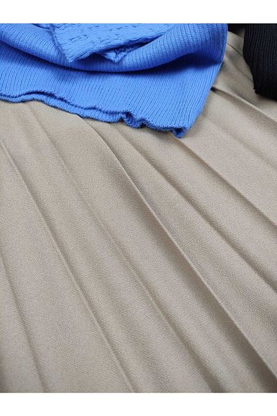 ALMİNA Half Lined Crepe Fabric Pleated Skirt