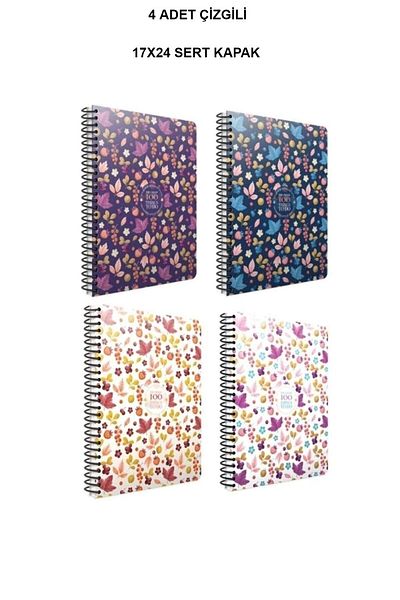 Gıpta 100 Things Spiral Hard Cover Notebook 17x24 100 Sheets (4 Stripes)
