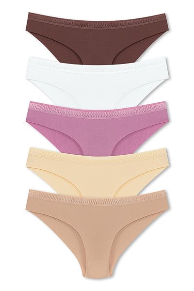 HNX Γυναικεία εσώρουχα 5 Pack Micro Fabric Honeycomb Elastic Bikini