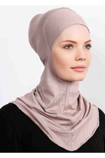 Ecardin Large Hijab Bonnet - Practical Lycra Hijab with Neck Collar Women's Ready Flexible Athlete Hijab - Smoke