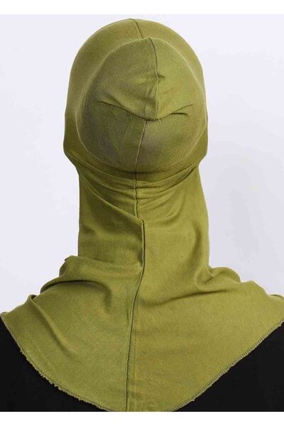 Ecardin Large Hijab Bonnet - Practical Lycra Hijab with Neck Collar Women's Ready Flexible Athlete Hijab - Oil Green