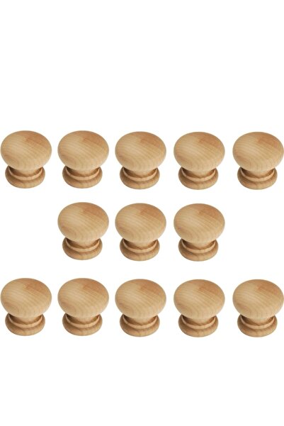 Vera Hediyelik Eşya 13 Adet Mobilya Kulp, Doğal Ham Ahşap Mantar Düğme Kulp Gürgen (vidaları Birlikte Gönderilecektir)