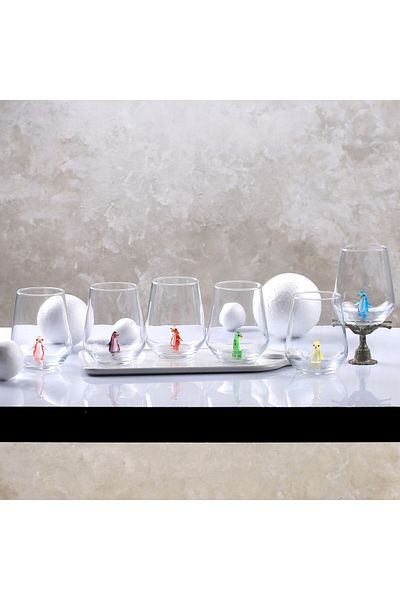ADAMODART Penguin Glass Figured Water Glass Set of 6