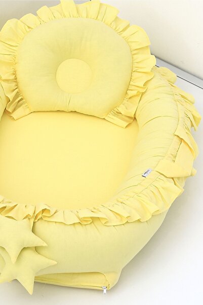 Umaybebek Babynest, Baby Sleeping Bed 0-2 Years - 100% Cotton - Yellow Frilly