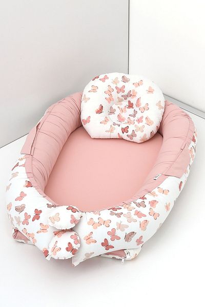 Umaybebek Babynest، سرير نوم للأطفال 0-2 سنة - 100% قطن - مسحوق الفراشة