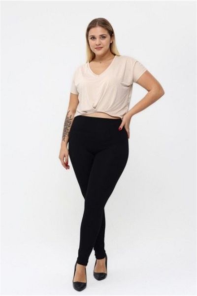 VOGSİNG Black King Size Raised Steel High Waist Women's Leggings