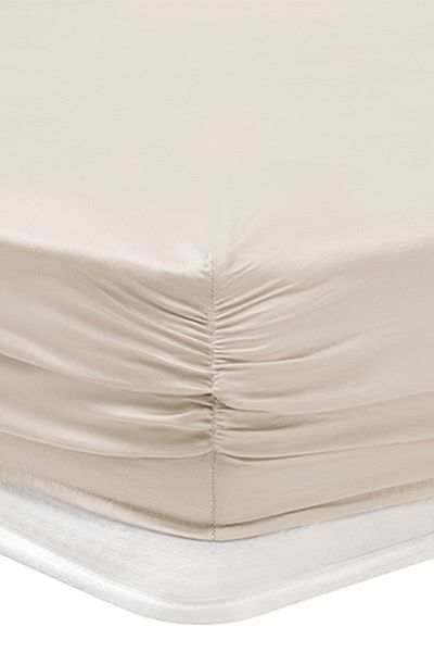 Yataş Maisy Bamboo Satin - ملاءة سرير مزدوجة باللون البيج مع مرونة