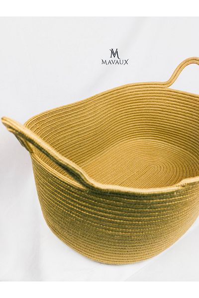 MaVaux Coș decorativ din răchită cu mâner din iută, de culoare bej, 20x30x50 cm - jucărie cu sfoară și prosop natural