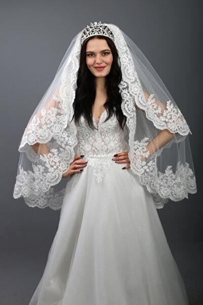 paris in paris Νυφικό πέπλο δύο στρώσεων Νυφικό με γαλλική δαντέλα και πέπλο ...