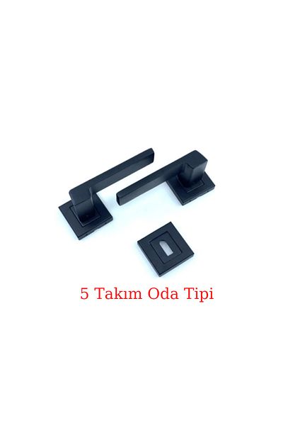ARON (7 Sets) Sofuoğlu Anka Square Rosette (3 + 1) Circle Set Door Handle Matte Black