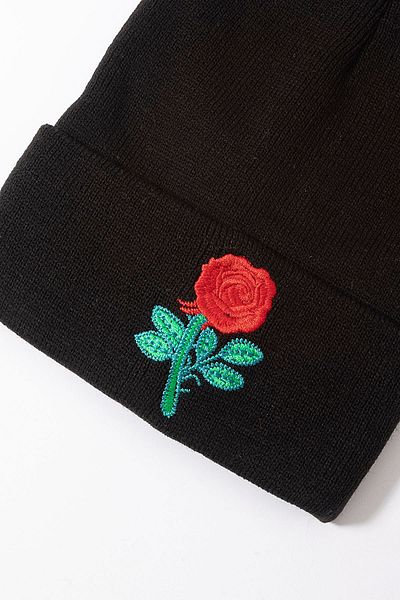 EFBUTİK Schwarze Rose Baskenmütze