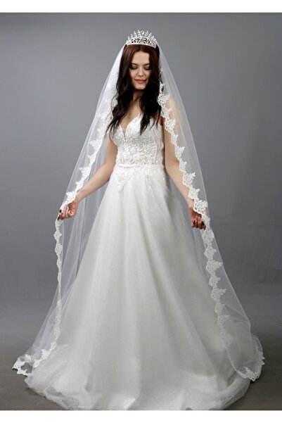 paris in paris Voal De Mireasa Lung 220 Cm Dantela Franceza Tulle Matase Voal De Mireasa Si De Mireasa