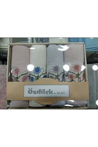 Özdilek Pansy 4 Lü Kutulu Nakışlı Havlu