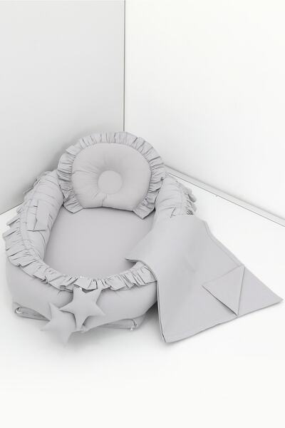 3-Piece - Babynest, Baby Sleeping Bed, Head Pillow, Baby Pique 0-2 Years - 100% Cotton Fabric