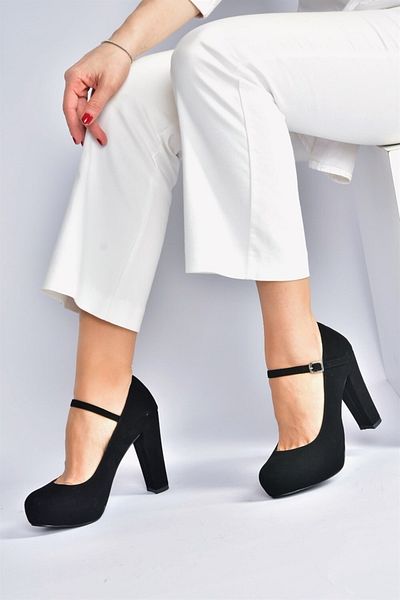 Fox Shoes ЧорніЧорні нубукові туфлі на підборах на платформі Жіночі вечірні туфлі M348007201
