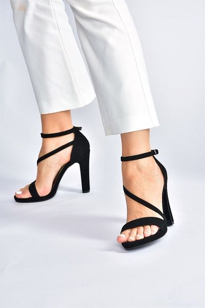 Fox Shoes Black/black Nubuck Thick Heeled Women's Shoes M348072201