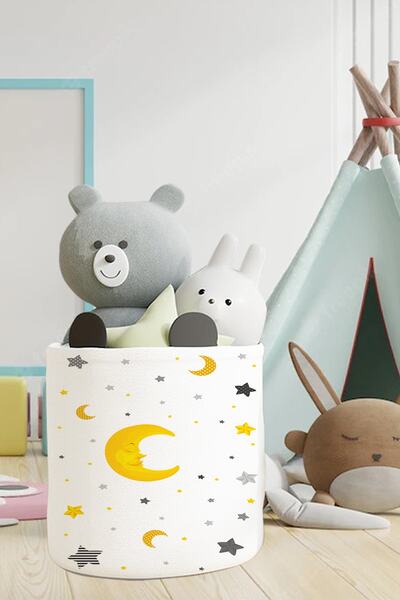 Talia Home Καλάθι παιχνιδιών με μοτίβο φεγγαριού για παιδικό και βρεφικό δωμά...