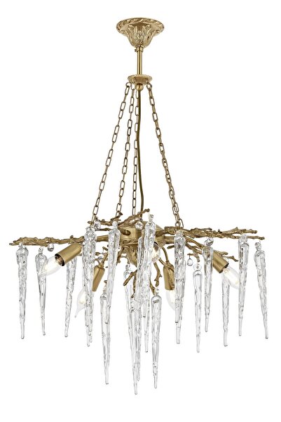 Tavcam Sarmaşık Pirinç Döküm Camlı Avize 23