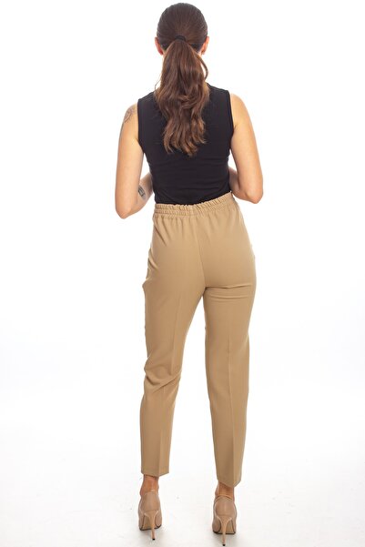 ZARAZA Elastic Waist Button Detailed Trousers