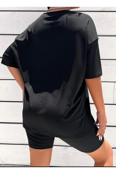 AFROGİYİM Women's Oversize Perfect Printed T-shirt Tights Set