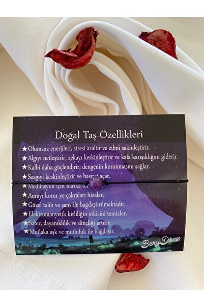 BeryDenz سوار من الحجر الطبيعي باللون الأسود مع بطاقة