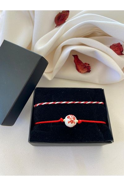 BeryDenz Japanese Cherry Flower Ceramic Beaded Bracelet and Martenchia Bracelet