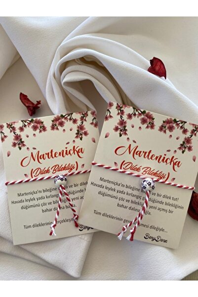 BeryDenz Japon Kiraz Çiçekli Seramik Boncuklu Bileklik Ve Marteniçka Bileklik