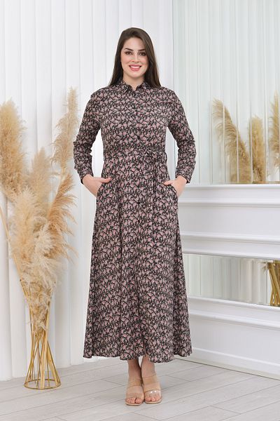 CİXAPLE Rochie lungă din viscoză cu guler cămașă