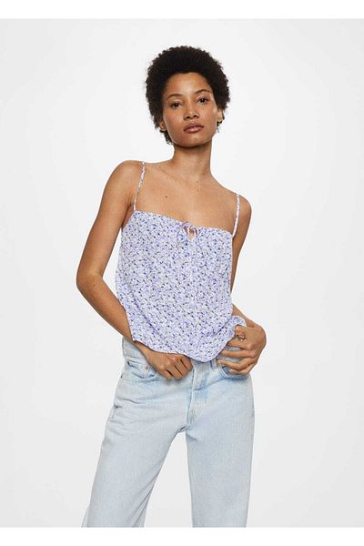 MANGO Woman Bluză cu flori cu model