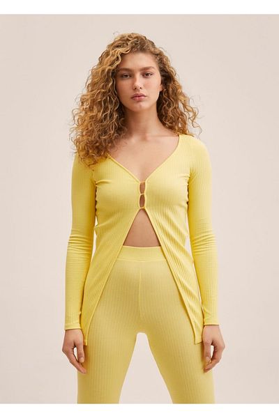 MANGO Woman Gerippter Strick-Cardigan