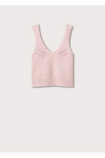 MANGO Woman Korálkový podrobný top